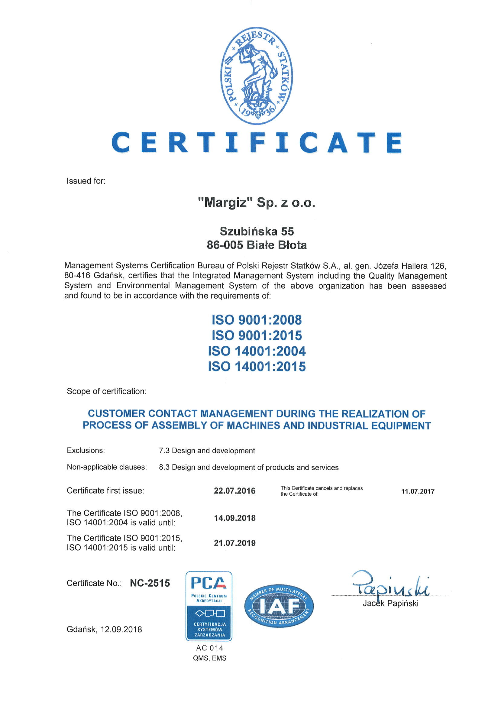 We are ISO certified company